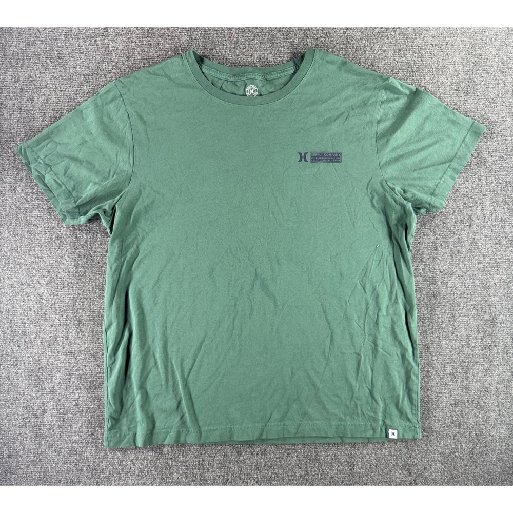 Hurley Mens XL Green Graphic T-Shirt Supply Co Mountain Waterfall Short Sleeve